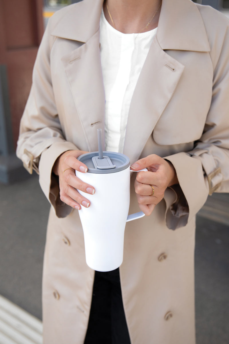 Promotivna termo boca od recikliranog nehrđajućeg čelika, 800ml, bijele boje | Reklamni pokloni