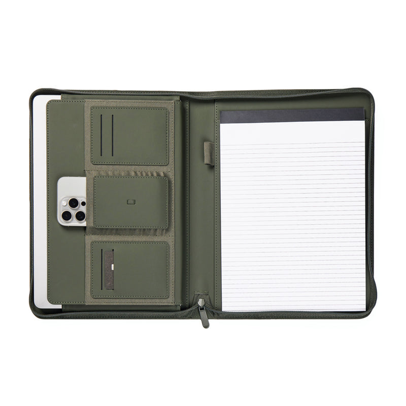 Promotivna A4 poslovna mapa s notesom od poliestera, zelena boja | Reklamni pokloni