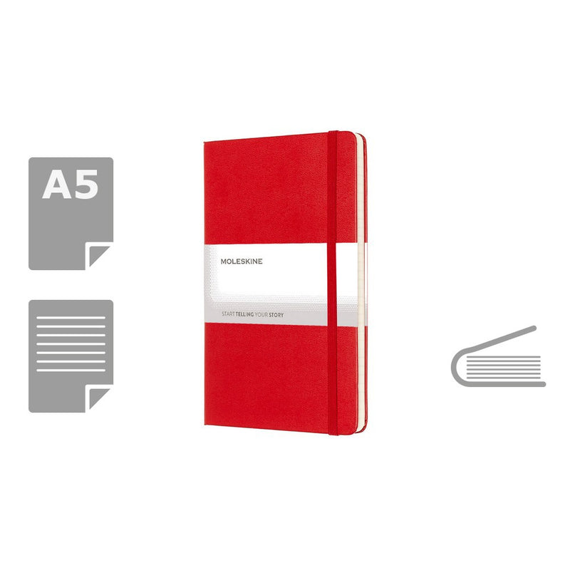 Moleskine notes A5 formata, tvrdi uvez, stranice s linijama