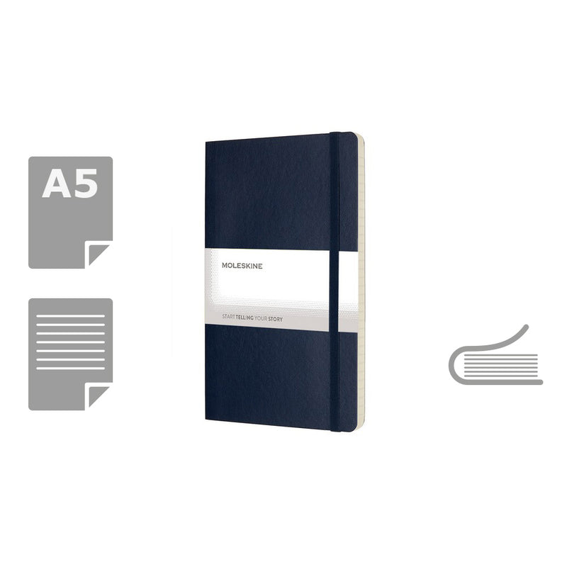 Moleskine notes A5 formata, meki uvez, stranice s linijama