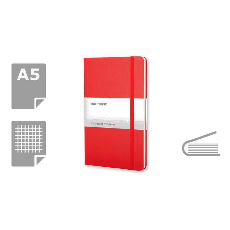 Moleskine notes A5 formata, tvrdi uvez, stranice s kvadratima