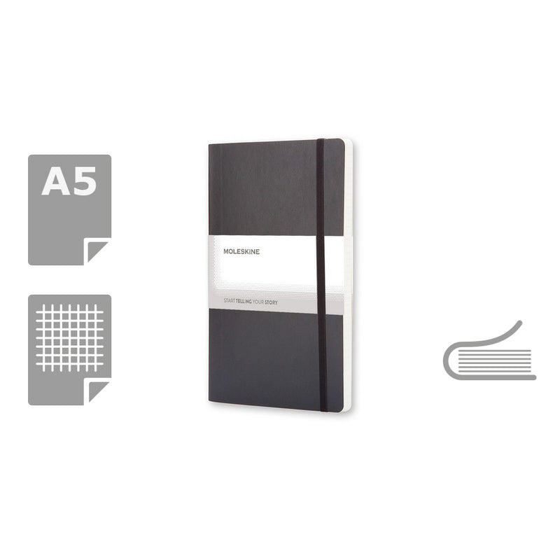 Moleskine notes A5 formata, meki uvez, stranice s kvadratima