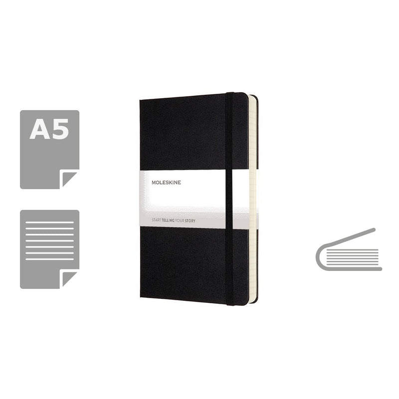 Moleskine notes A5 formata, tvrdi uvez, stranice s linijama, 400 stranica