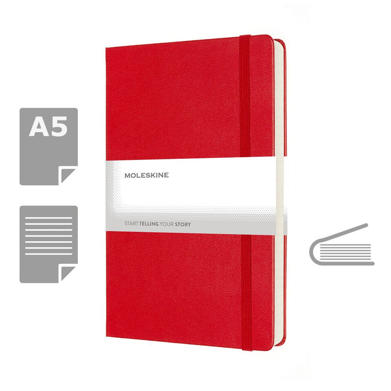 Moleskine notes A5 formata, tvrdi uvez, stranice s linijama, 400 stranica