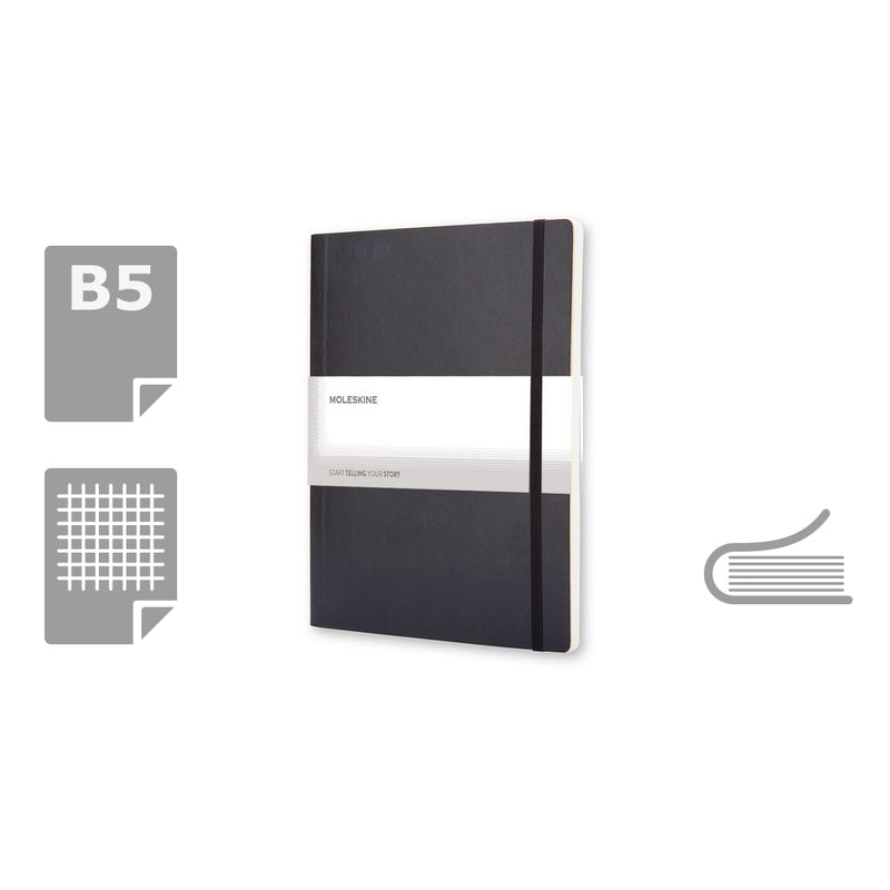 Moleskine notes B5 formata, meki uvez, stranice s kvadratima