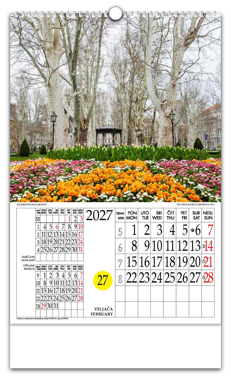 Jedinstveni promotivni zidni kalendar s rotacijskim krugom Zagrebačke razglednice