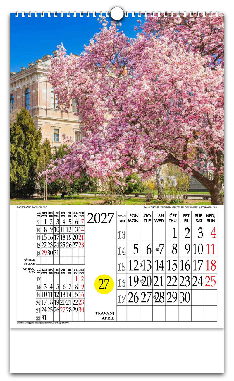 Jedinstveni promotivni zidni kalendar s rotacijskim krugom Zagrebačke razglednice
