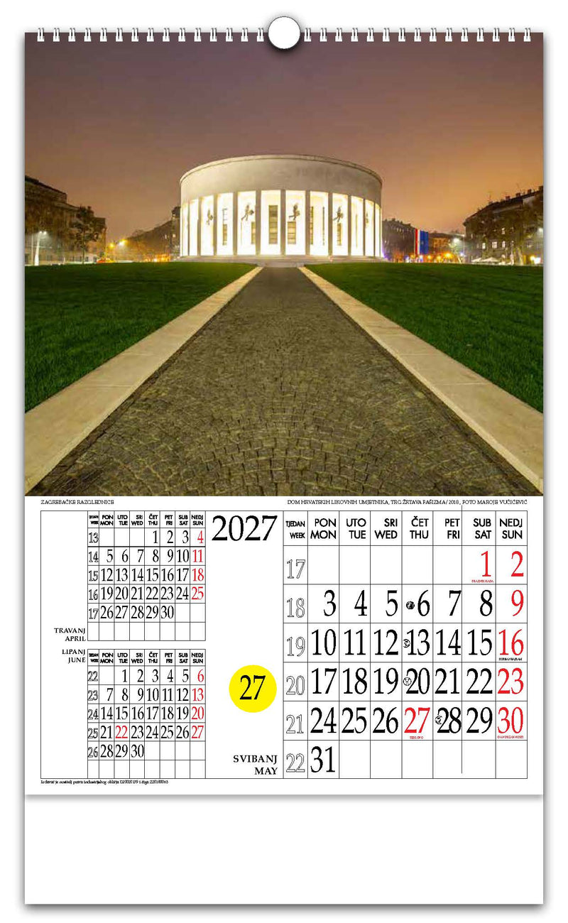 Jedinstveni promotivni zidni kalendar s rotacijskim krugom Zagrebačke razglednice