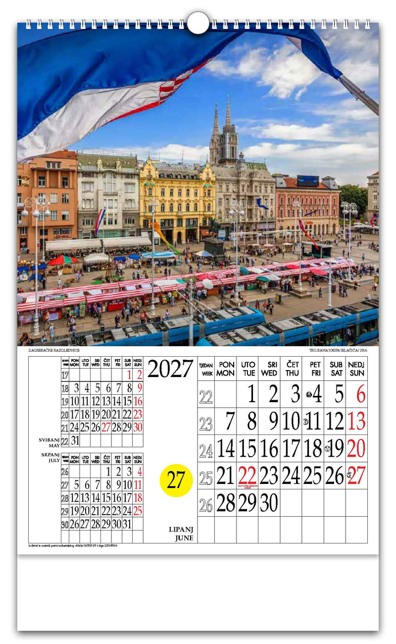 Jedinstveni promotivni zidni kalendar s rotacijskim krugom Zagrebačke razglednice