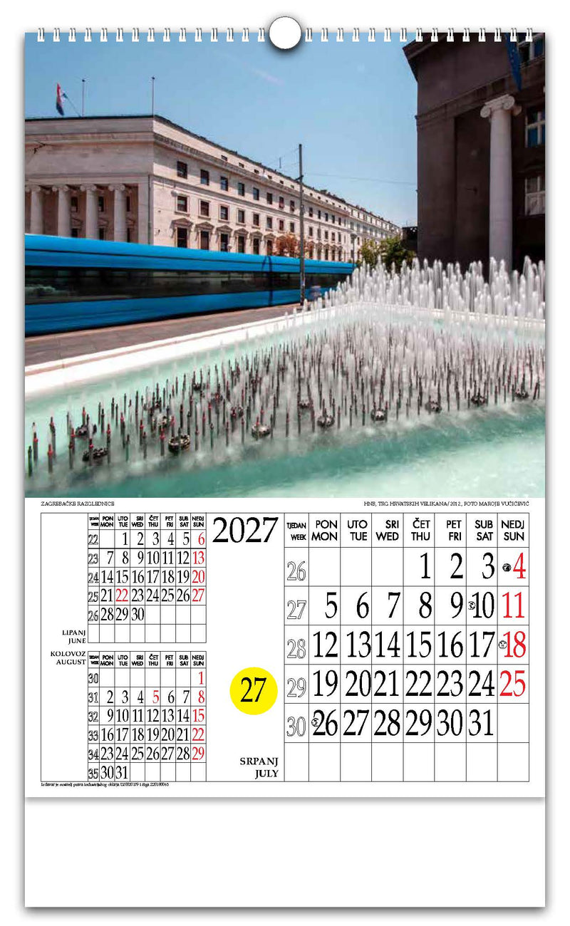 Jedinstveni promotivni zidni kalendar s rotacijskim krugom Zagrebačke razglednice