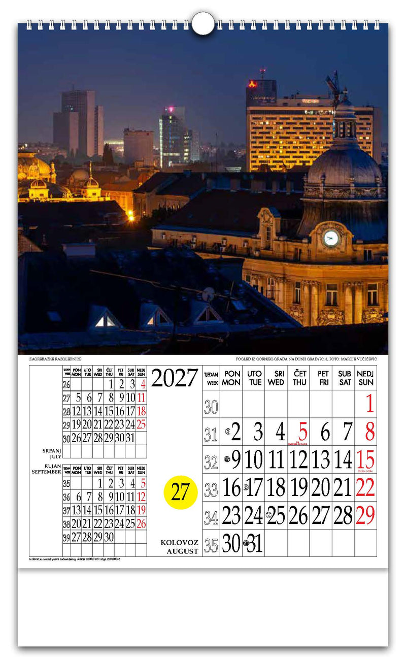 Jedinstveni promotivni zidni kalendar s rotacijskim krugom Zagrebačke razglednice