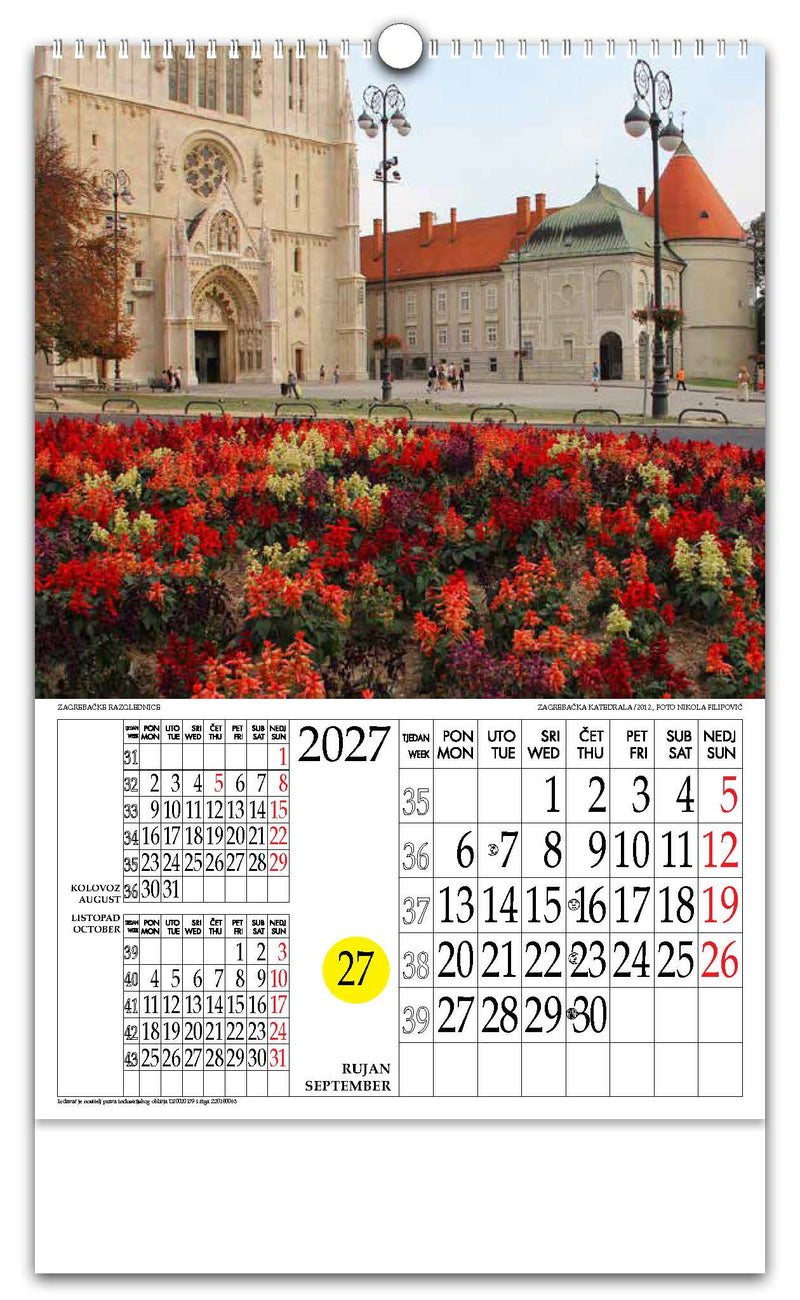 Jedinstveni promotivni zidni kalendar s rotacijskim krugom Zagrebačke razglednice