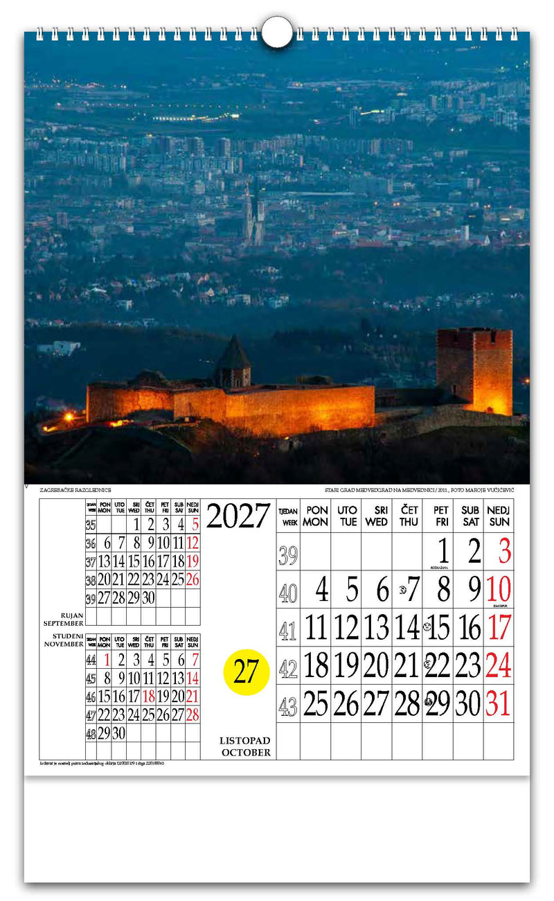 Jedinstveni promotivni zidni kalendar s rotacijskim krugom Zagrebačke razglednice