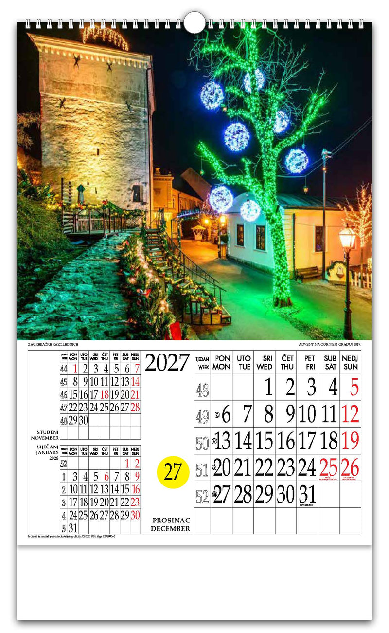 Jedinstveni promotivni zidni kalendar s rotacijskim krugom Zagrebačke razglednice
