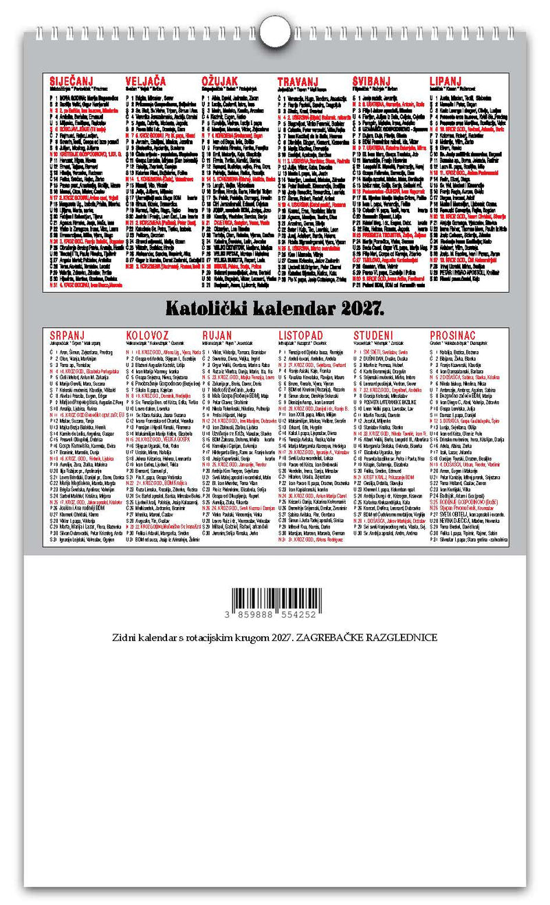 Jedinstveni promotivni zidni kalendar s rotacijskim krugom Zagrebačke razglednice