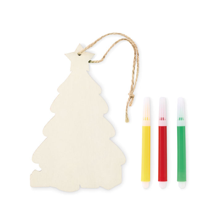 Promidžbeni drveni božićni ukras od topolovog drveta, bež boje | Poslovni pokloni