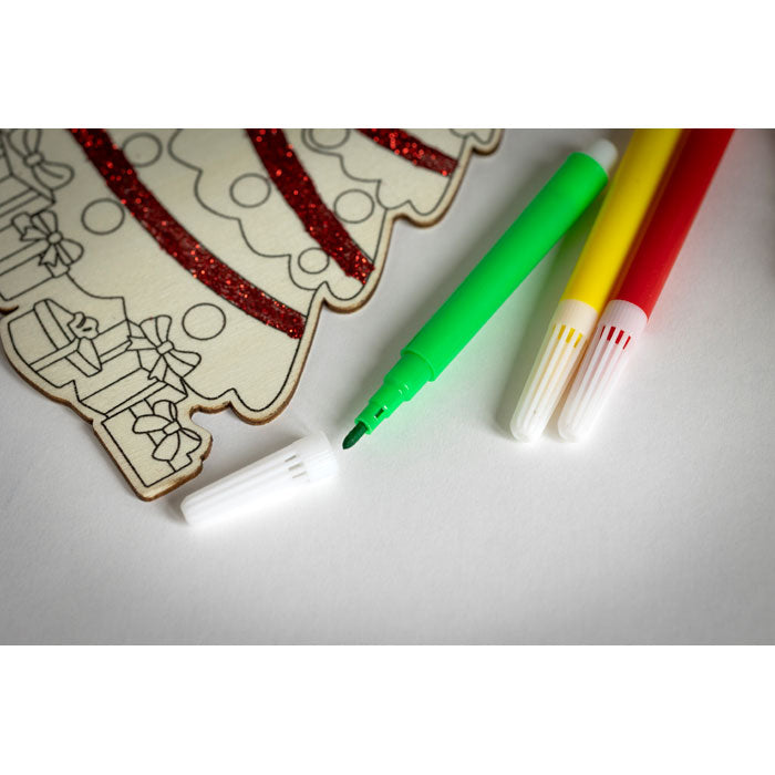 Drveni božićni ukras od topolovog drveta, bež boje | Poslovni pokloni