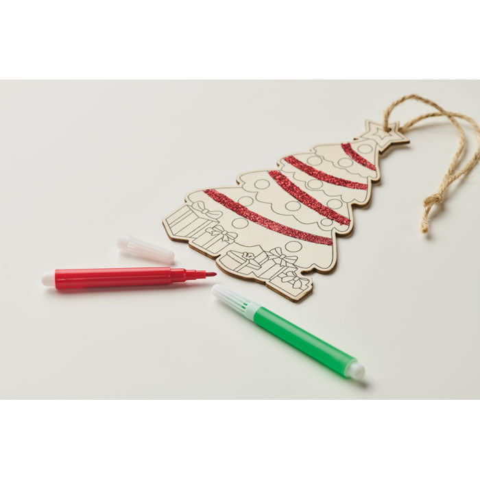 Reklamni drveni božićni ukras od topolovog drveta, bež boje | Promidžbeni pokloni