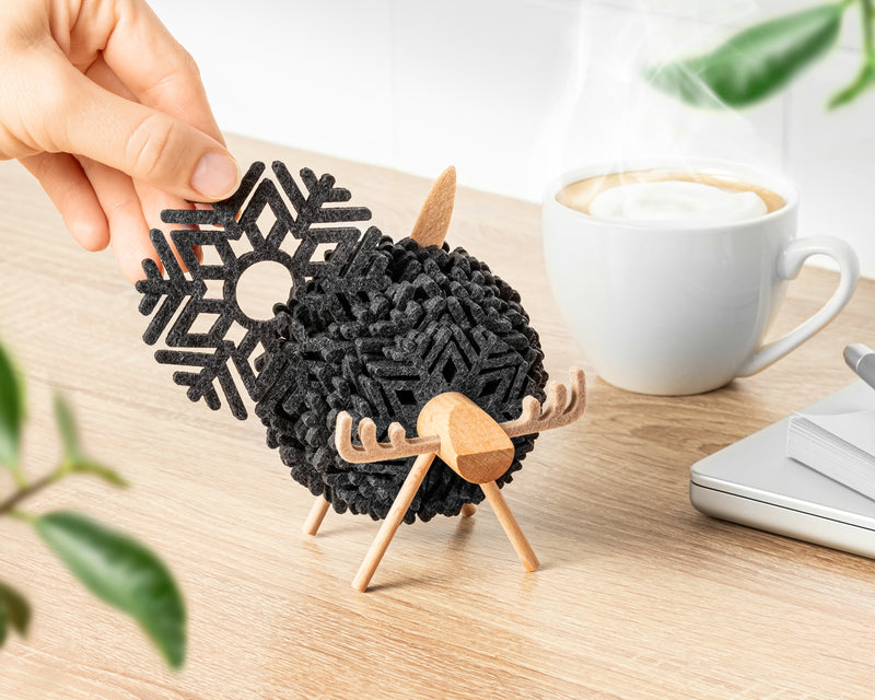 Božićni podmetači za čaše u obliku pahuljice na stalku od sklopivog soba