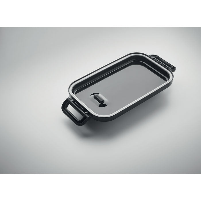 Promotivna dvoslojna kutija za ručak od recikliranog PP-a, 800ml (2x), crne boje | Promidžbeni pokloni