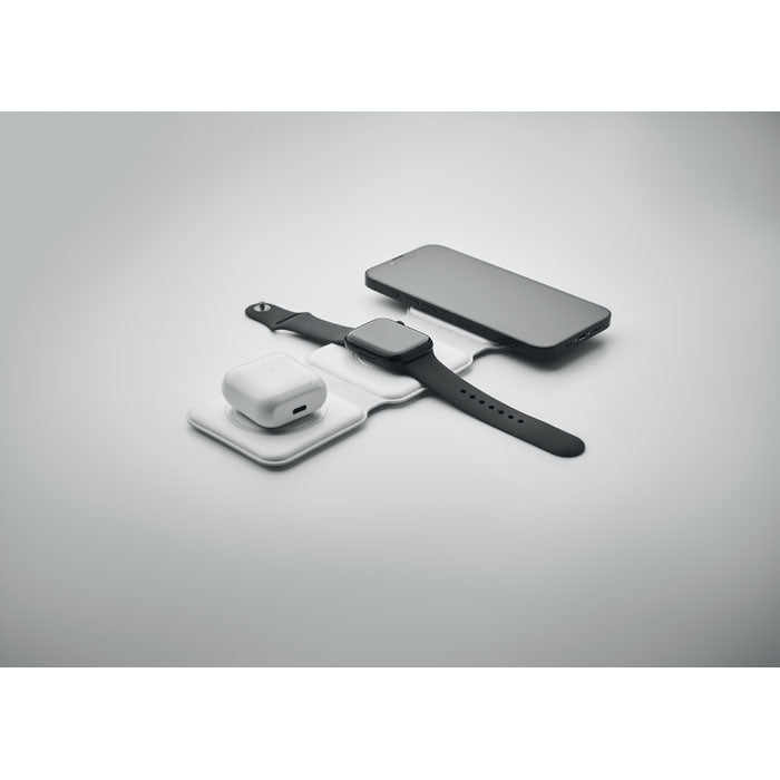 Promidžbena 3-u-1 stanica za punjenje od ABS-a, bijele boje | Reklamni pokloni