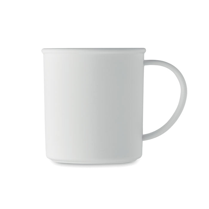 Promotivna vintage šalica za višekratnu upotrebu izrađena od recikliranog PP-a, 300ml, bijele boje | Reklamni pokloni