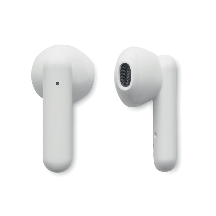 Promotivne bežične slušalice od ABS-a s mikrofonom i solarnim punjenjem, bijele boje | Reklamni pokloni