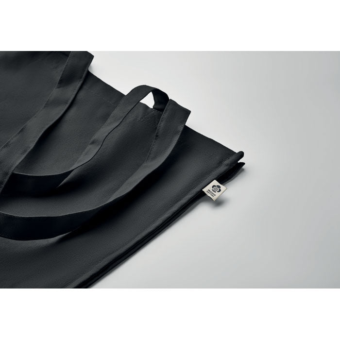 Promidžbena torba za kupovinu od organskog pamuka s dugim ručkama 220 gr/m², crne boje | Poslovni pokloni