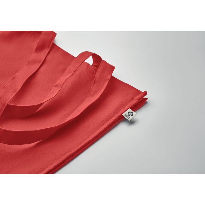 Promidžbena torba za kupovinu od organskog pamuka s dugim ručkama 220 gr/m², crvene boje | Poslovni pokloni