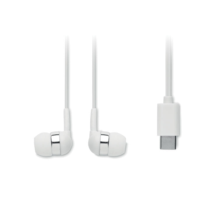 Promidžbene silikonske slušalice u plastičnoj kutiji, bijele boje | Poslovni pokloni