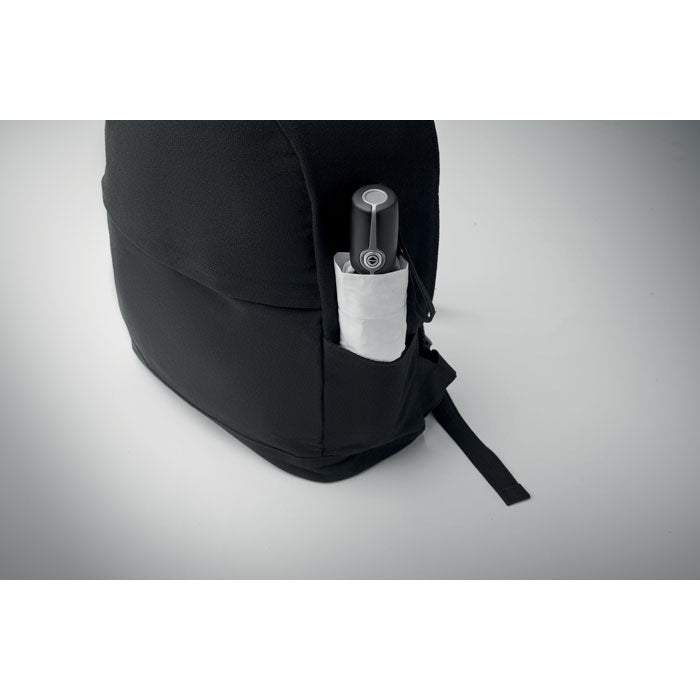 Reklamni ruksak za 15" prijenosno računalo od recikliranog pamuka i poliestera, crne boje | Poslovni pokloni