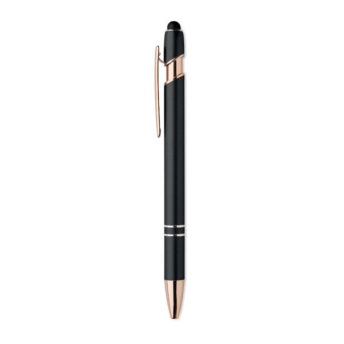 Promotivna stylus kemijska olovka s rosegold detaljima, crne boje | Reklamni pokloni