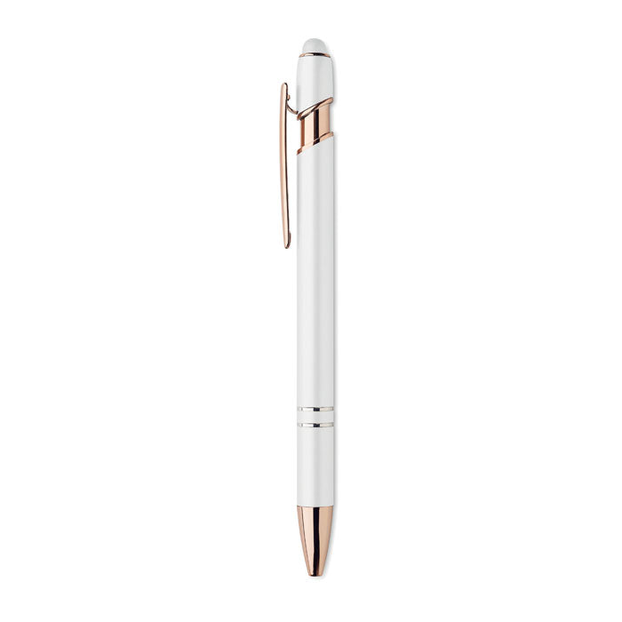 Promotivna stylus kemijska olovka s rosegold detaljima, bijele boje | Reklamni pokloni
