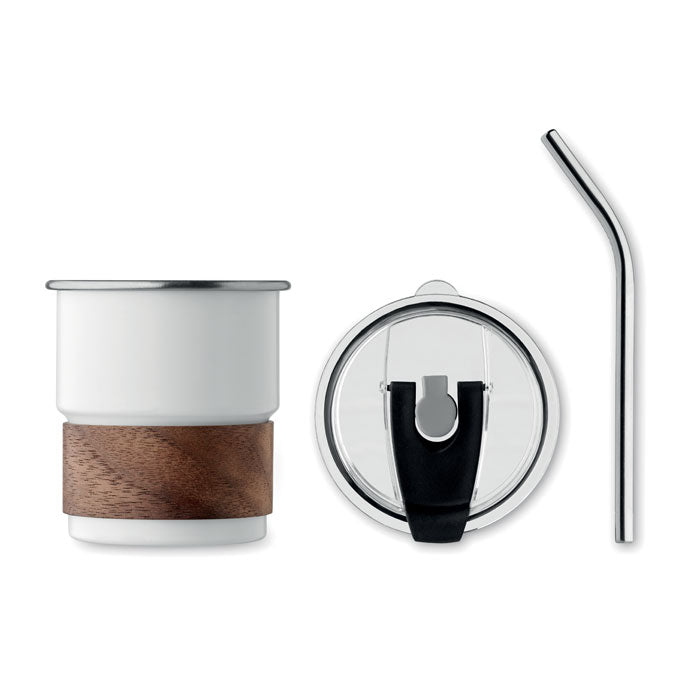 Promotivna putna šalica od recikliranog nehrđajućeg čelika, 260ml, bijele boje | Reklamni pokloni