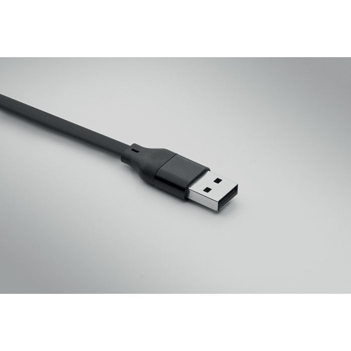 Promidžbeni kabel od 60 W s privjeskom za ključeve i stalkom za telefon, crne boje | Poslovni pokloni
