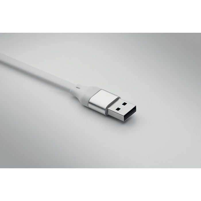 Promidžbeni kabel od 60 W s privjeskom za ključeve i stalkom za telefon, bijele boje | Poslovni pokloni