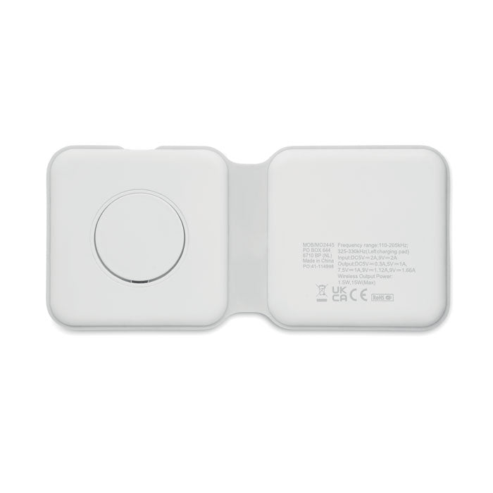 Reklamna 2-u-1 sklopiva stanica za punjenje od ABS-a, bijele boje | Promidžbeni pokloni