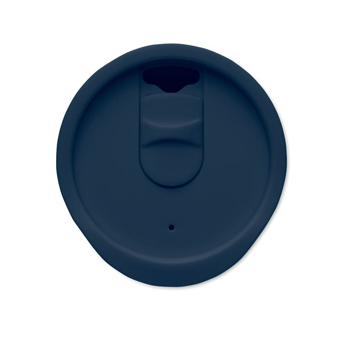 Reklamna dvoslojna putna šalica od PP-a s bazom od pluta, 300ml, navy plave boje | Promotivni pokloni