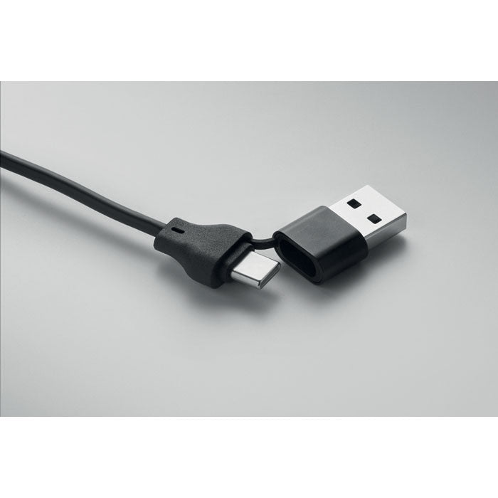 Promidžbeni privjesak za ključeve s 4u1 kabelom od 60W, crne boje | Poslovni pokloni