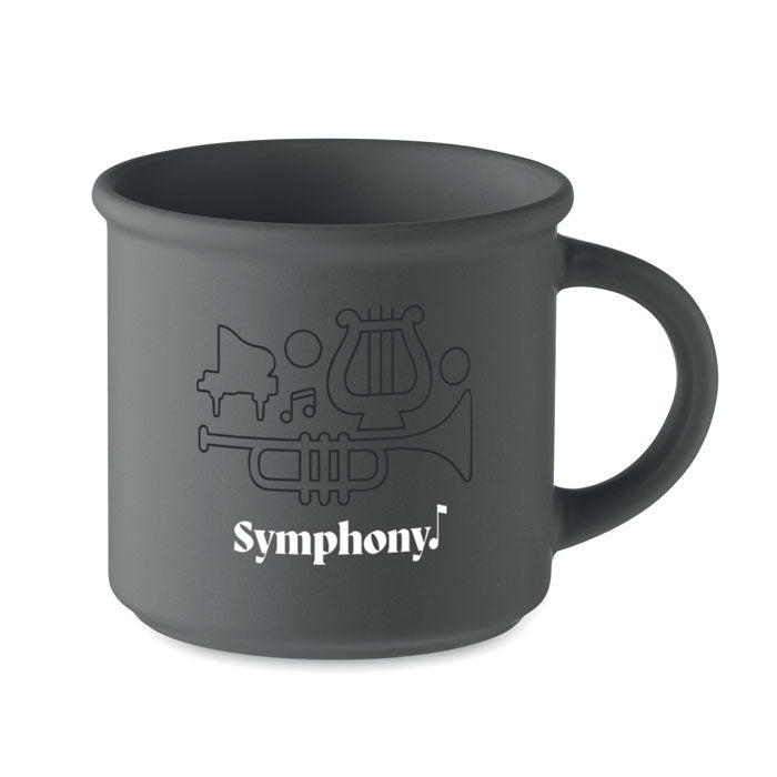 Reklamna keramička šalica u retro stilu, 300ml, sive boje s tiskom | Promidžbeni pokloni