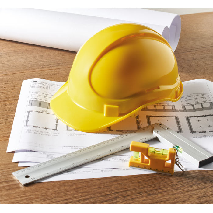 Reklamna zaštitna kaciga od ABS-a, žute boje | Poslovni pokloni | Promo pokloni