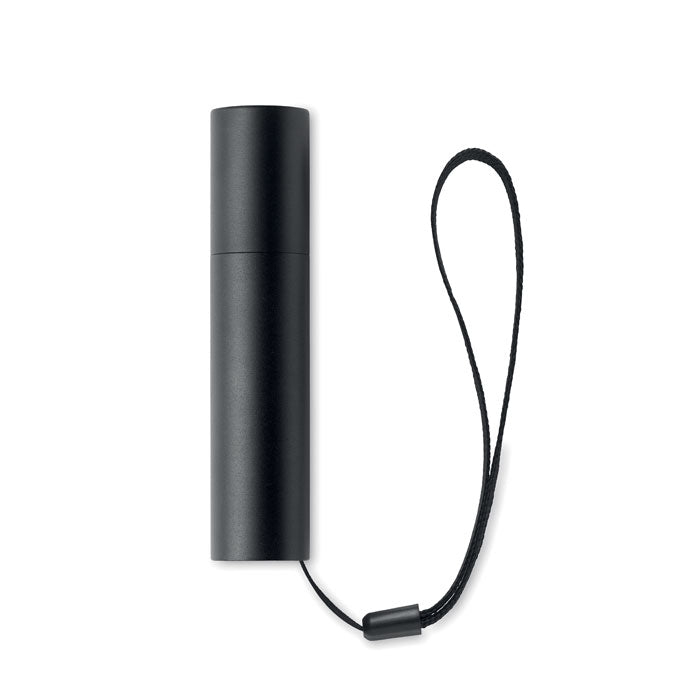 Promotivna punjiva aluminijska svjetiljka s opcijom zumiranja, crne boje | Reklamni pokloni