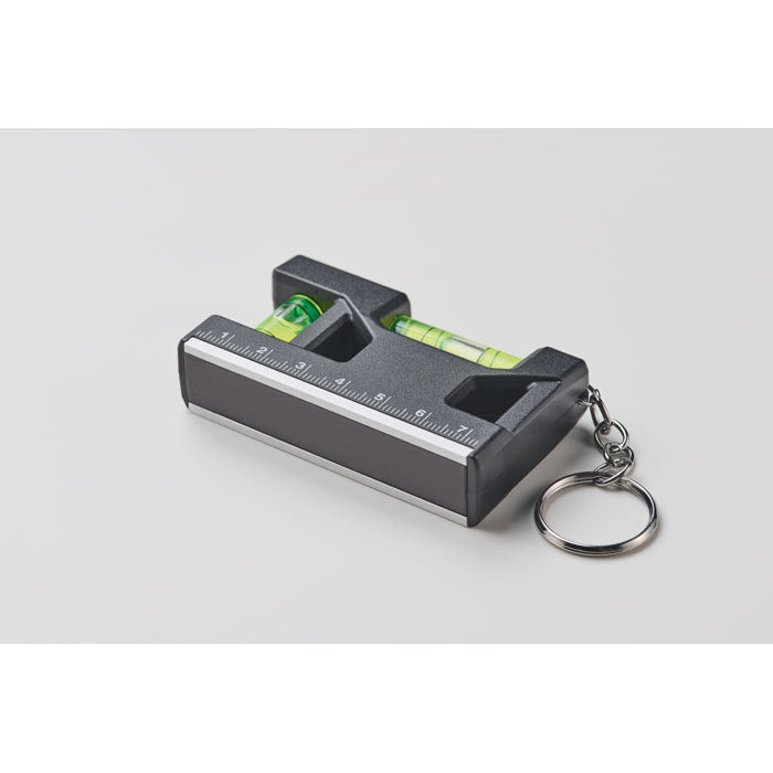 Promidžbena dvostruka magnetska libela od ABS-a s privjeskom za ključeve, crne boje | Poslovni pokloni | Promo pokloni