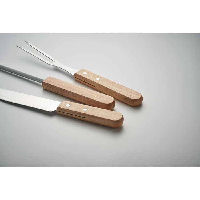 Reklamni set za roštilj od nehrđajućeg čelika, smeđe boje | Promidžbeni pokloni