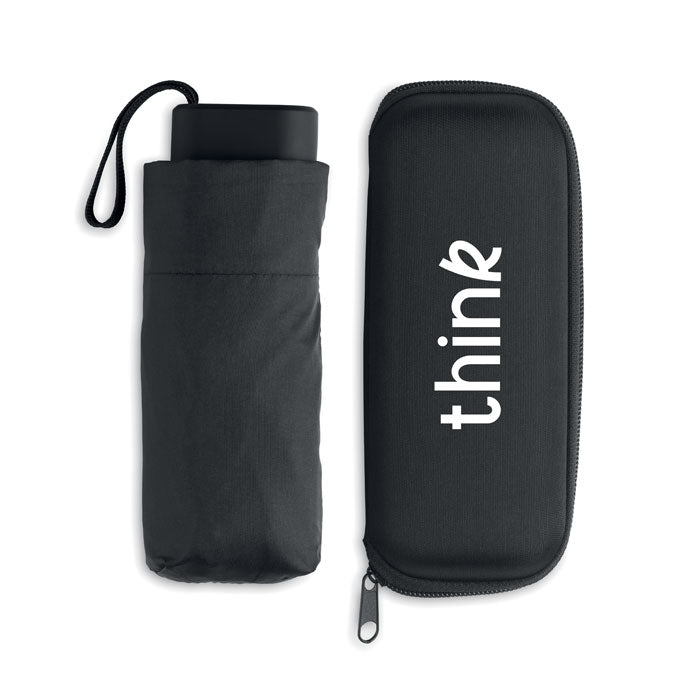 Promotivni vjetrootporni 19'' kišobran, crne boje s tiskom | Poslovni pokloni