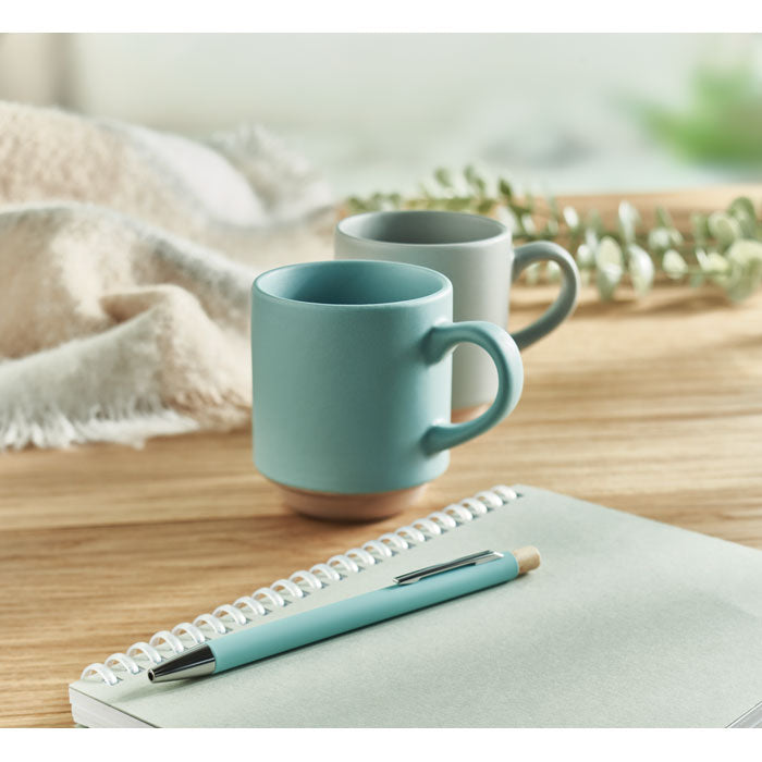 Reklamna keramička šalica, kapaciteta 170ml tirkizne boje | Poslovni pokloni
