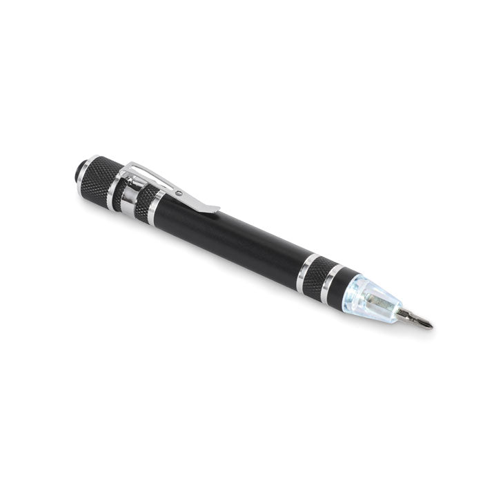 Reklamni višenamjenski alat u obliku olovke, crne boje | Poslovni pokloni