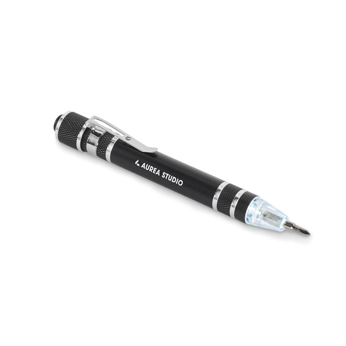 Reklamni višenamjenski alat u obliku olovke, crne boje | Promidžbeni pokloni