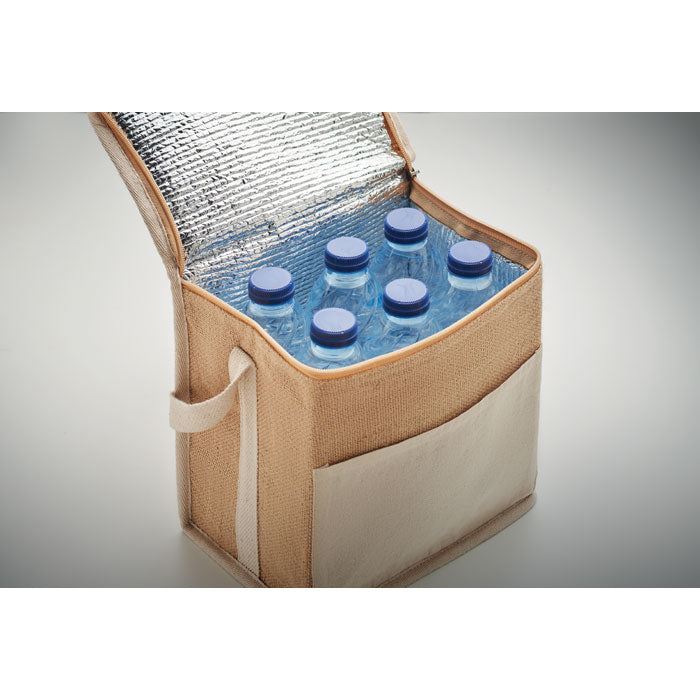 Reklamna jutena rashladna torba, bež boje | Promotivni pokloni
