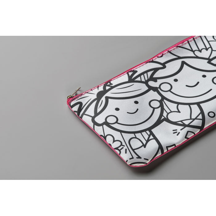 Promo dječja pernica za bojanje s 4 markera, ružičaste boje | Poslovni pokloni